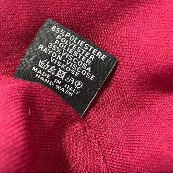 100% Silk Buttery Deep Red Double Collar Vintage Blouse - Picture 4 of 4